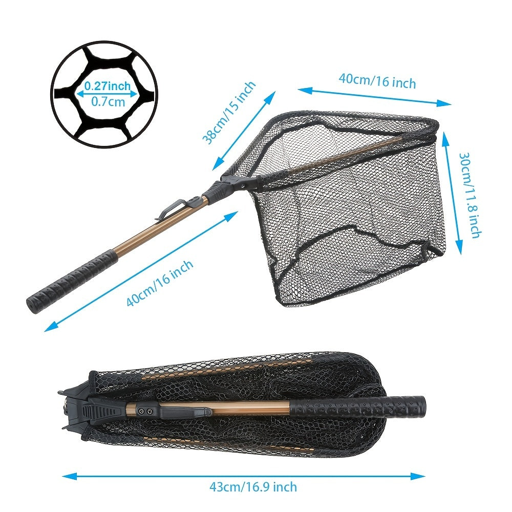 Foldable Fishing Net Telescopic Aluminum Handle 16in Hoop Size