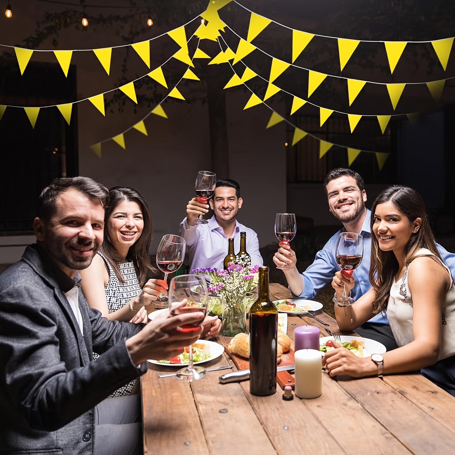 10m Yellow Triangular Bunting Garland Grand Opening Carnival Decoration
