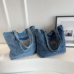 Vintage Denim Shoulder Bag Large Capacity Tote