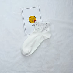 Women's Rhinestone Decor Crew Short Socks