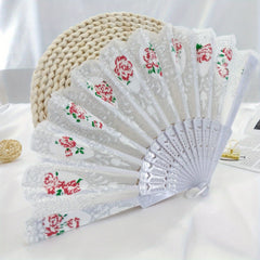 Flower Pattern Folding Fan Stage Performance Props