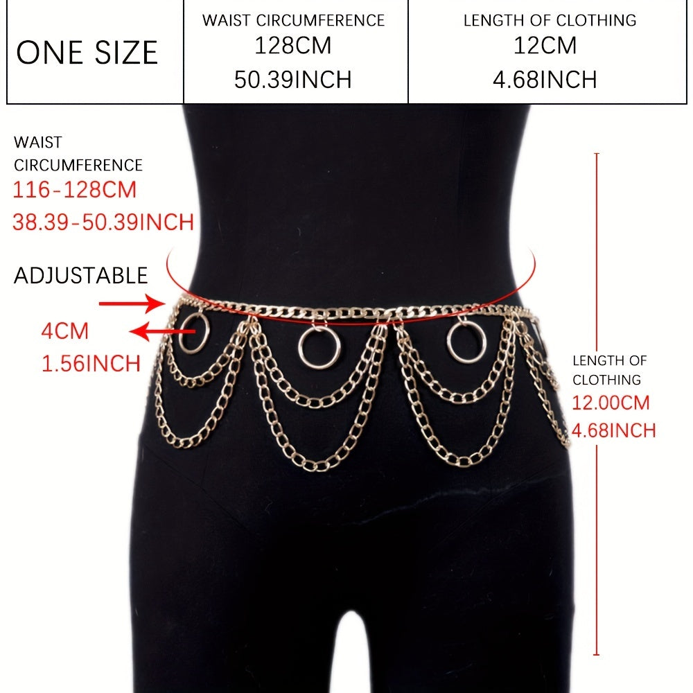  Layered Waist Chain Metal Tassel Dress Girdle for Women