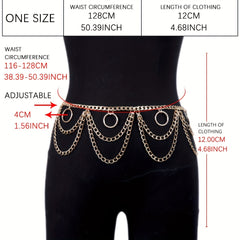  Layered Waist Chain Metal Tassel Dress Girdle for Women