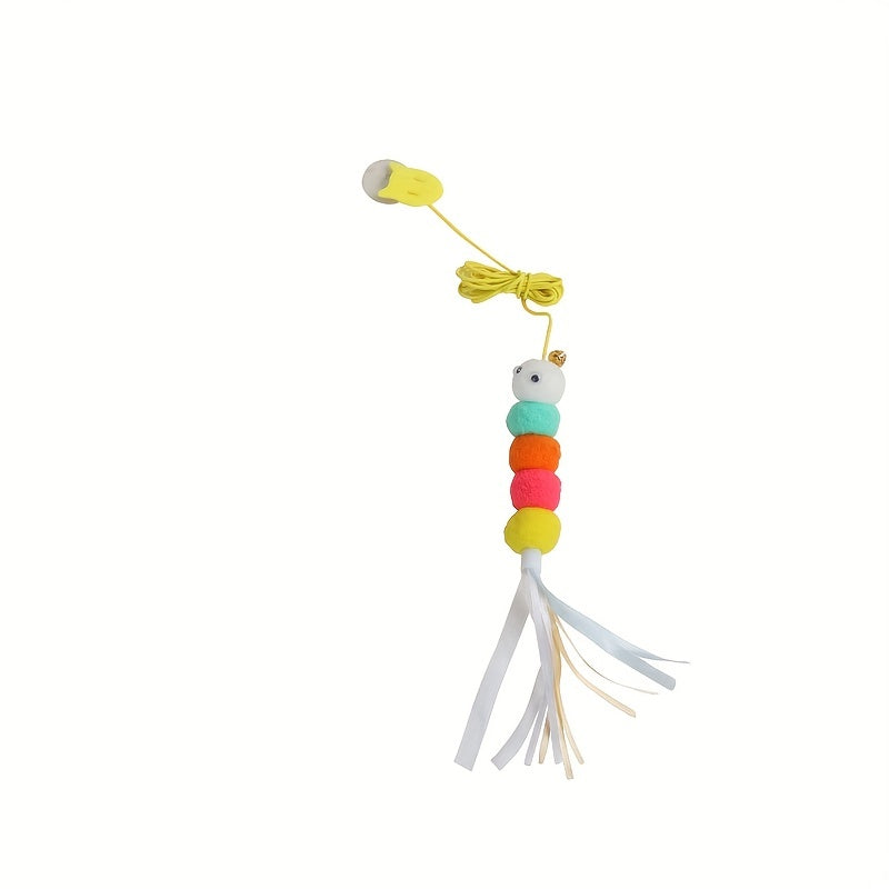 Interactive Hanging Door Cat Teaser Toy with Feather Graphic