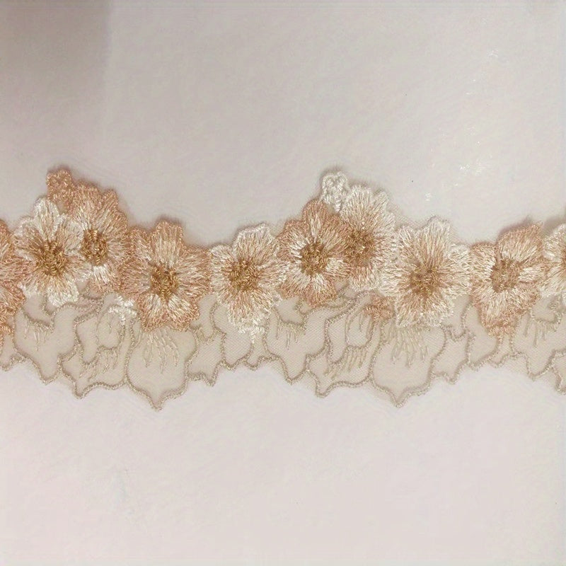 22" Wide Cotton 3D Flower Fabric Embroidery Ribbon Dress Collar Skirts Neckline
