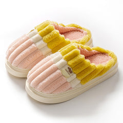Men's Striped Memory Foam Cozy Slippers Winter