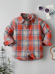 Boys Plaid Shirts Long Sleeve Button Down Tops Spring Fall Outwear