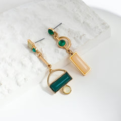 Geometric Drop Earrings - Golden Hollow Resin Metal Jewelry