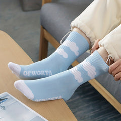 6 Pairs Cow Spot Print Socks Women's Crew Stockings Hosiery