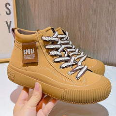 Women's Faux Leather Lace Up Sneakers Top Sport Shoes