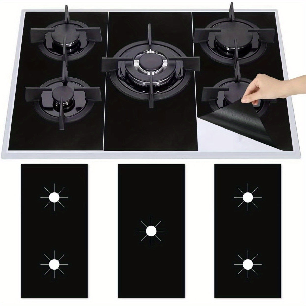 3pcs Gas Stove Burner Covers Reusable Teflon Protector Mat