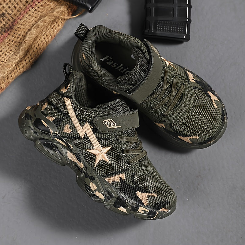 Boy's Camo Military Style Sneakers Comfy Soft Sole Shoes