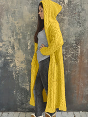  Women's Solid Hooded Cardigan Coat Knitted Sweater Coat