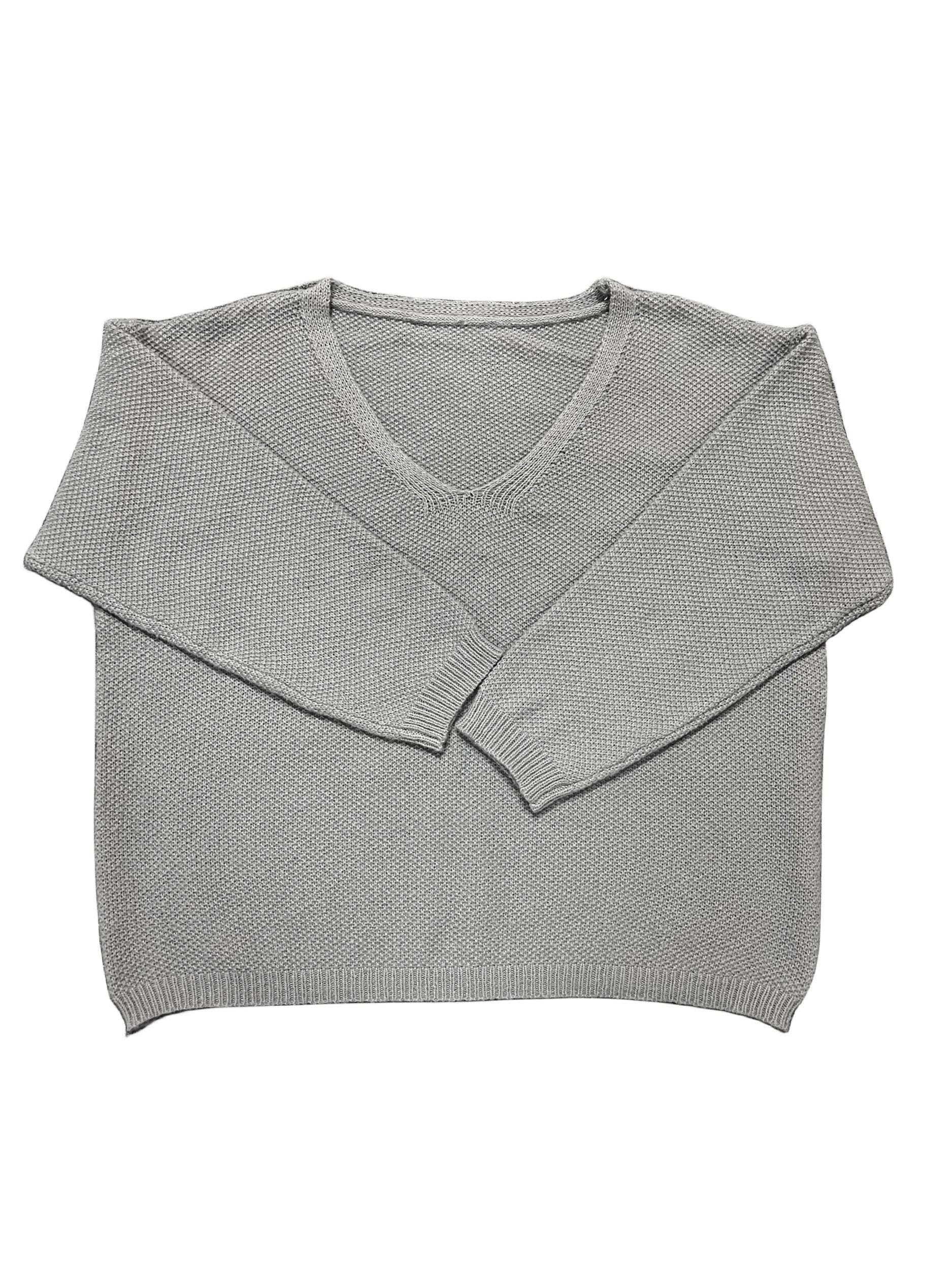  Solid V Neck Casual Sweater