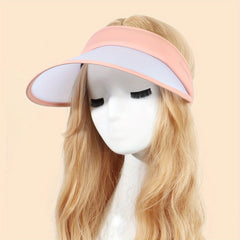 Pink Photochromic Visor Hat Wide Brim Foldable PVC Sun Hat UV Protection