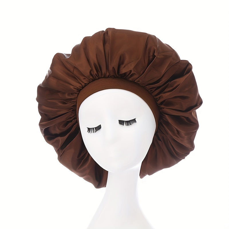 Extra Large Satin Bonnet Cap Wide Brimmed Nightcap Solid Hat