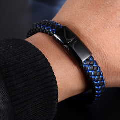 22Cm Punk Braided Leather Bracelet
