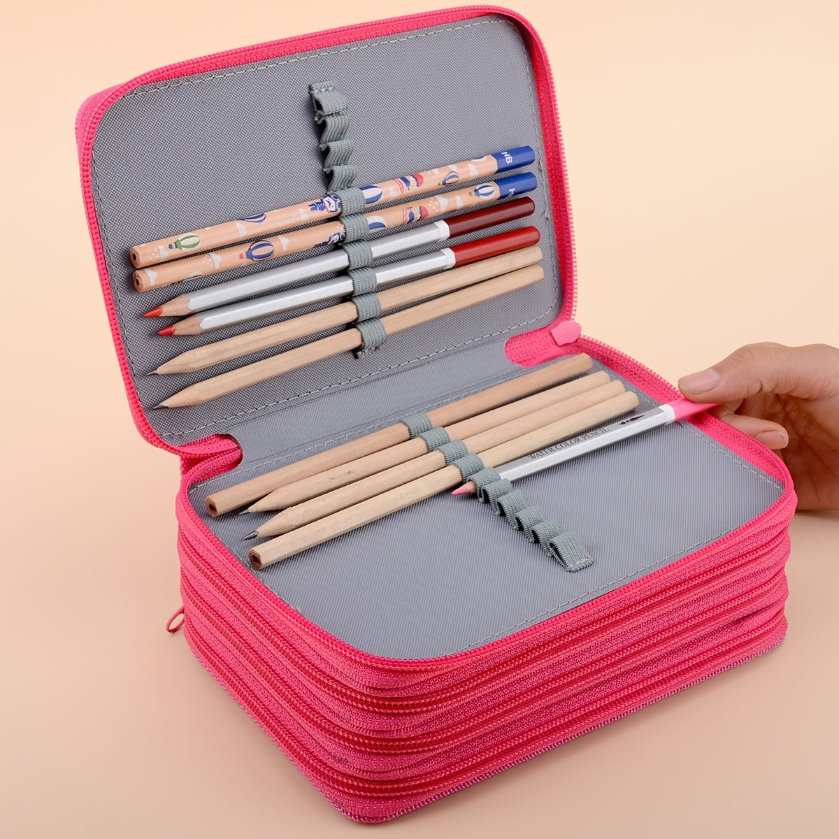 72 Hole Portable Pencil Case with Handle for School & College