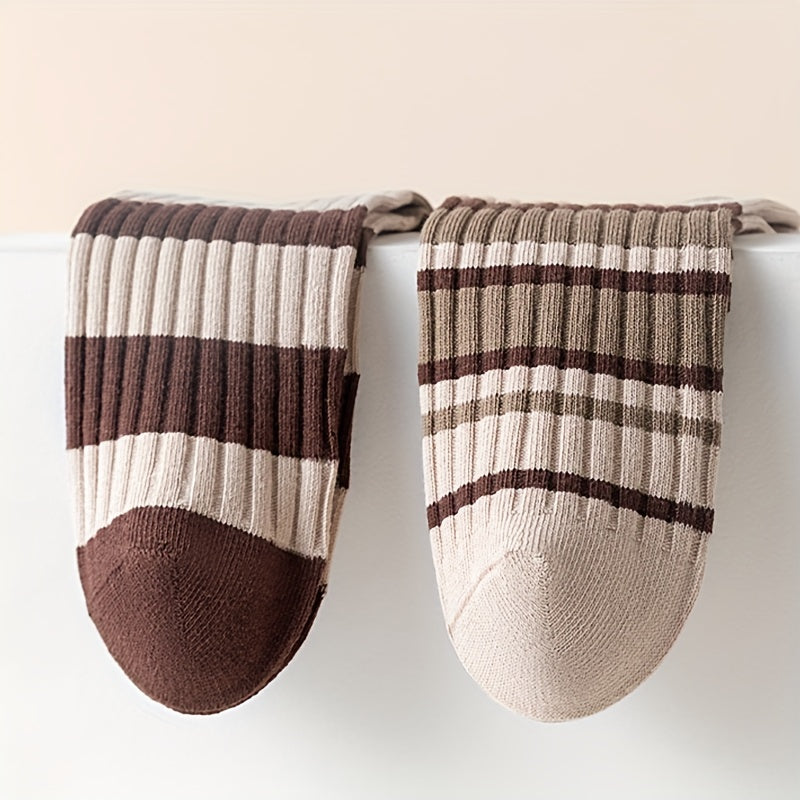 5 Pairs Letter Print Striped Socks Women's Stockings