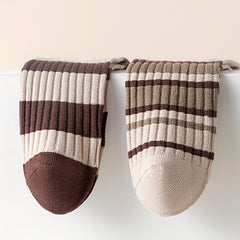 5 Pairs Letter Print Striped Socks Women's Stockings