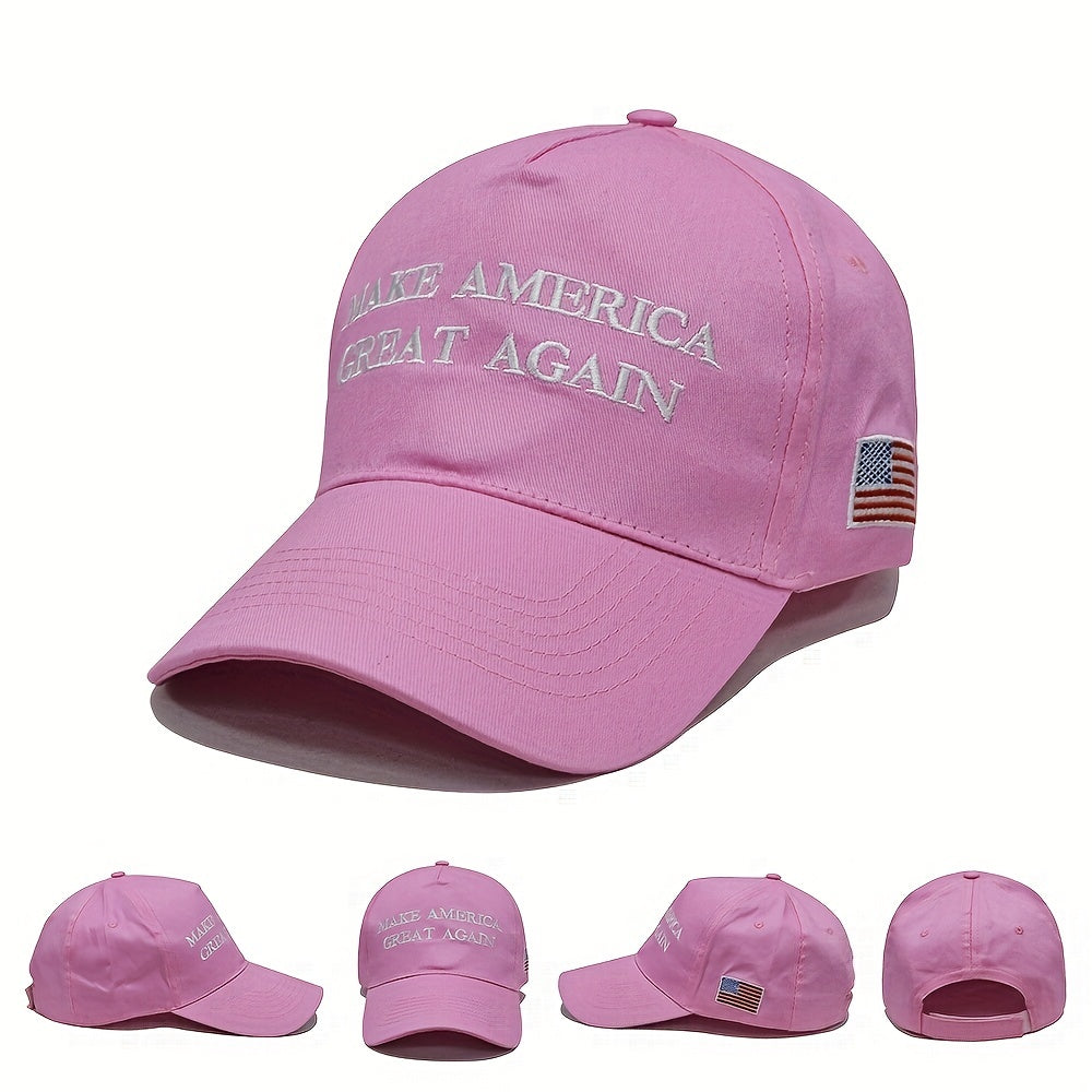 Pink Embroidery Baseball Cap Flag Couple Sun Hat