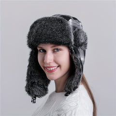 Warm Plaid Ear Protection Hat for Men and Women