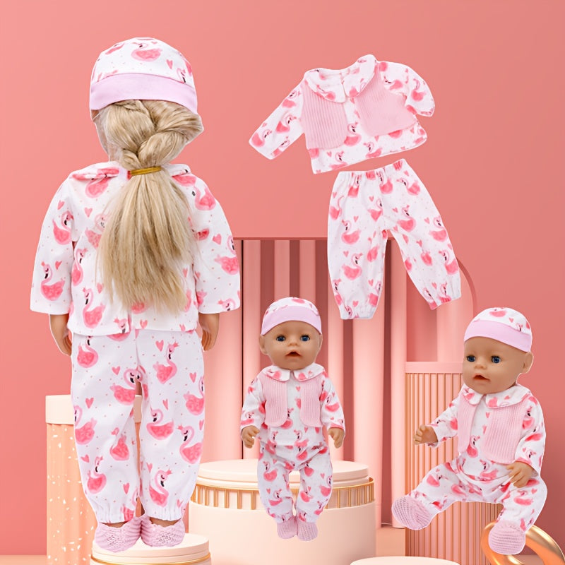 4pcs Flamingo Girl Doll Clothes for 17-18 inch Reborn Dolls