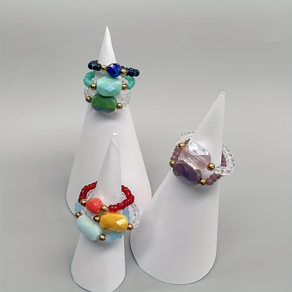 Colorful Crystal Glass Beads Ring for Women