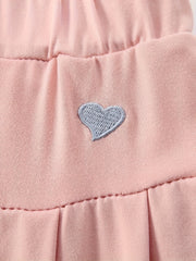 Pleated Active Skate Skort With Heart Embroidery for Girls