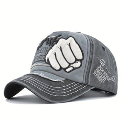 Fist Embroidered Unisex Baseball Cap Vintage Washed Distressed Dad Hat