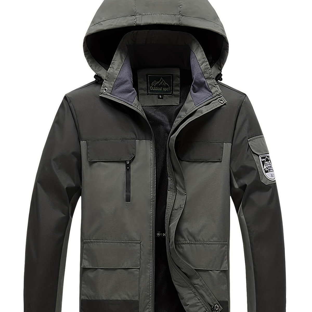 Men's Casual Waterproof Windbreaker Jacket Hooded Coat for Outdoors