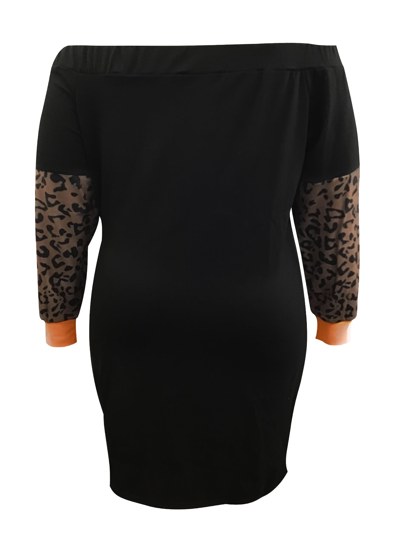  Colorblock Leopard Print Off Shoulder Tee Dress