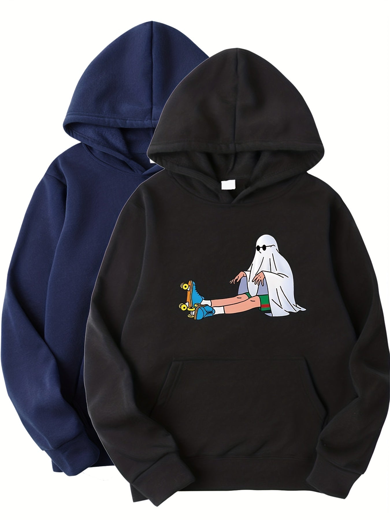 2pcs Pattern Print Boys Casual Pullover Hooded Sweatshirt