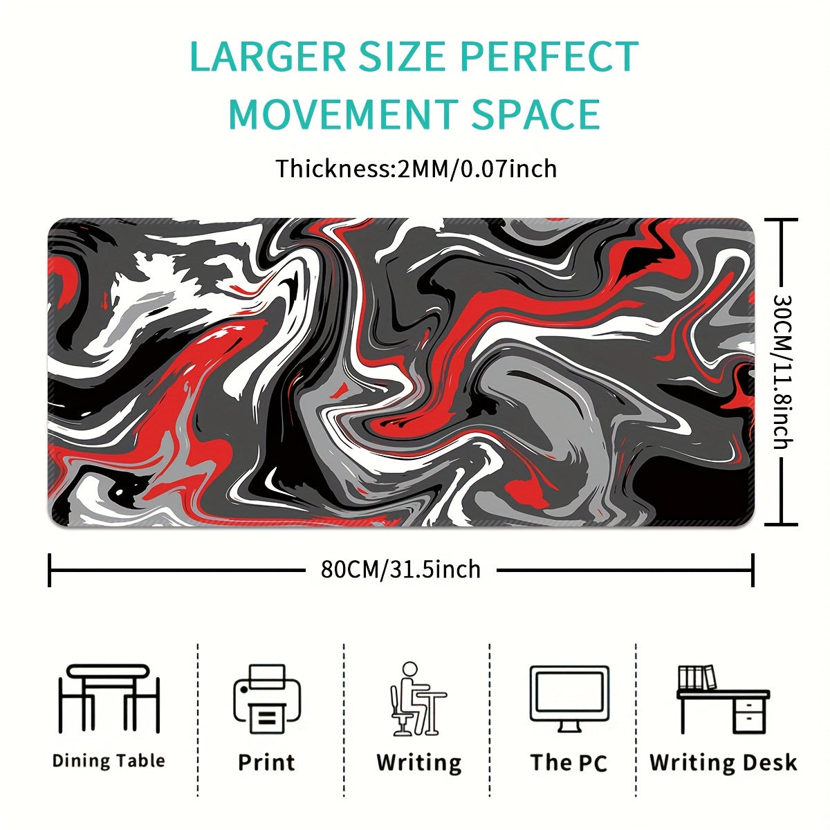 Large Gray Red Gaming Mouse Pad Non-slip Rubber Material Washable