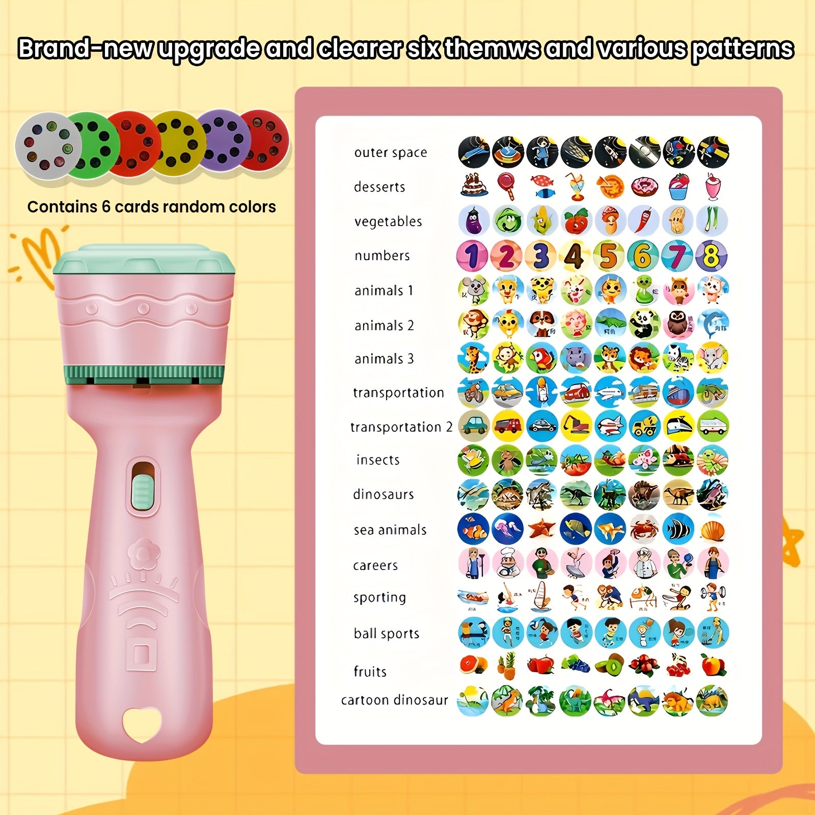 Interactive Projection Toy with 48 Patterns Animals Vegetables Letters