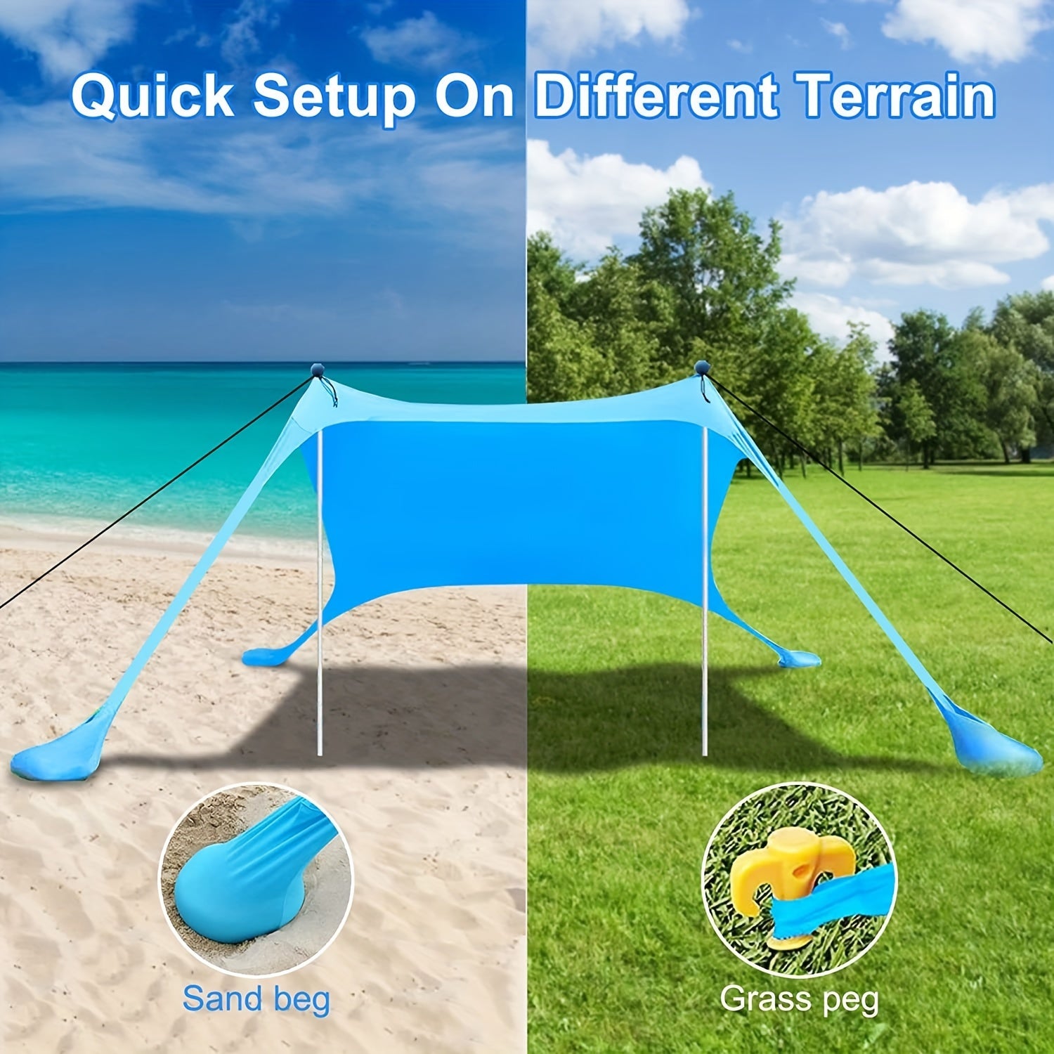 Beach Sun Shade Canopy Tent UPF 50 UV Protection Tent Sun Shelter