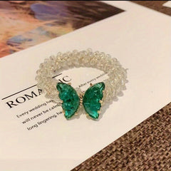 Faux Pearl Hair Tie Camellia Floral Hair Rope for Women Girls