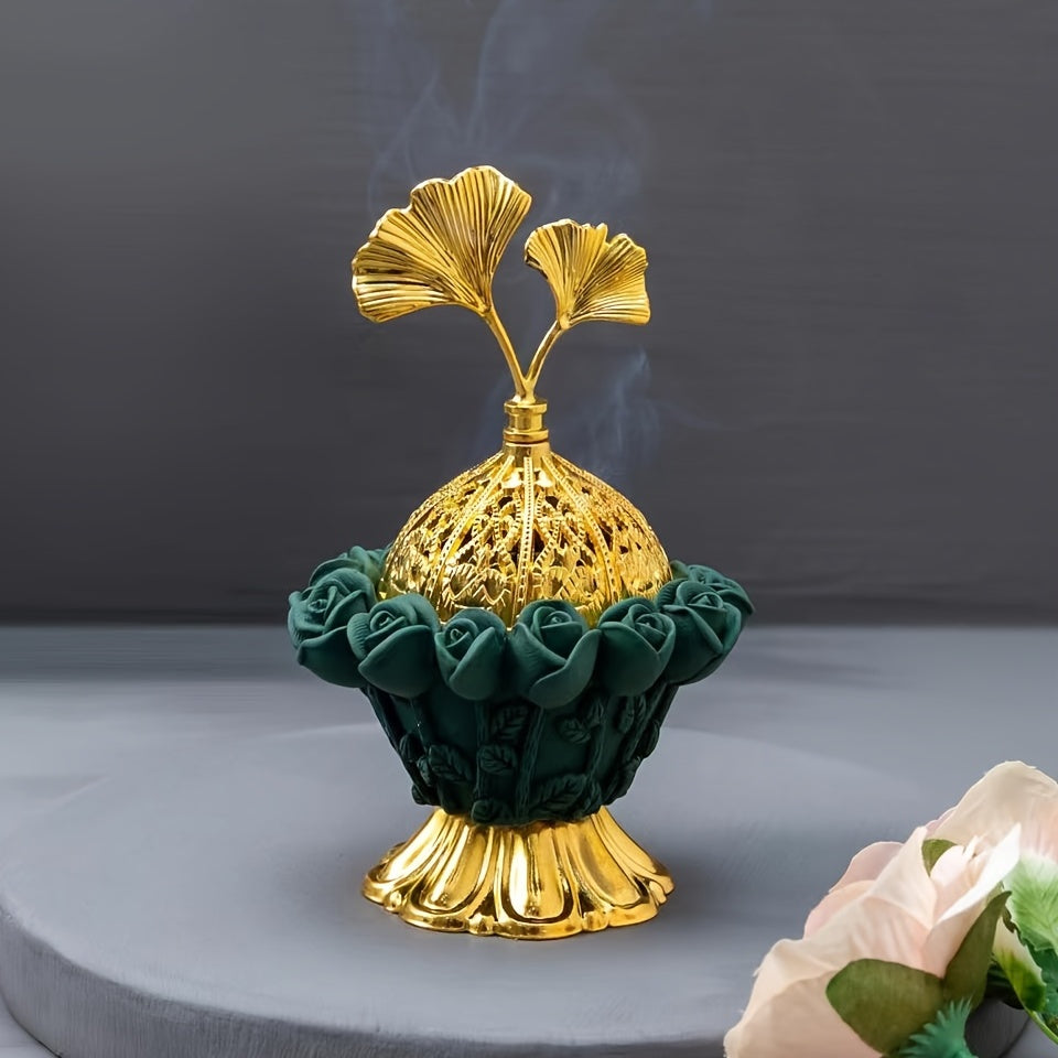Rose Flower Resin Incense Burner - Middle Eastern Charm for Your Home