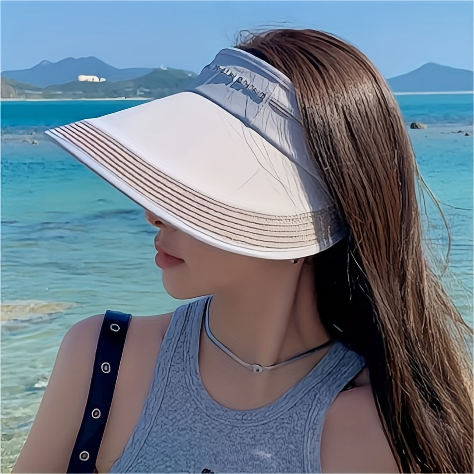 Wide Brim Ponytail Visor Hat UPF 50 UV Protection Sun Hat For Women