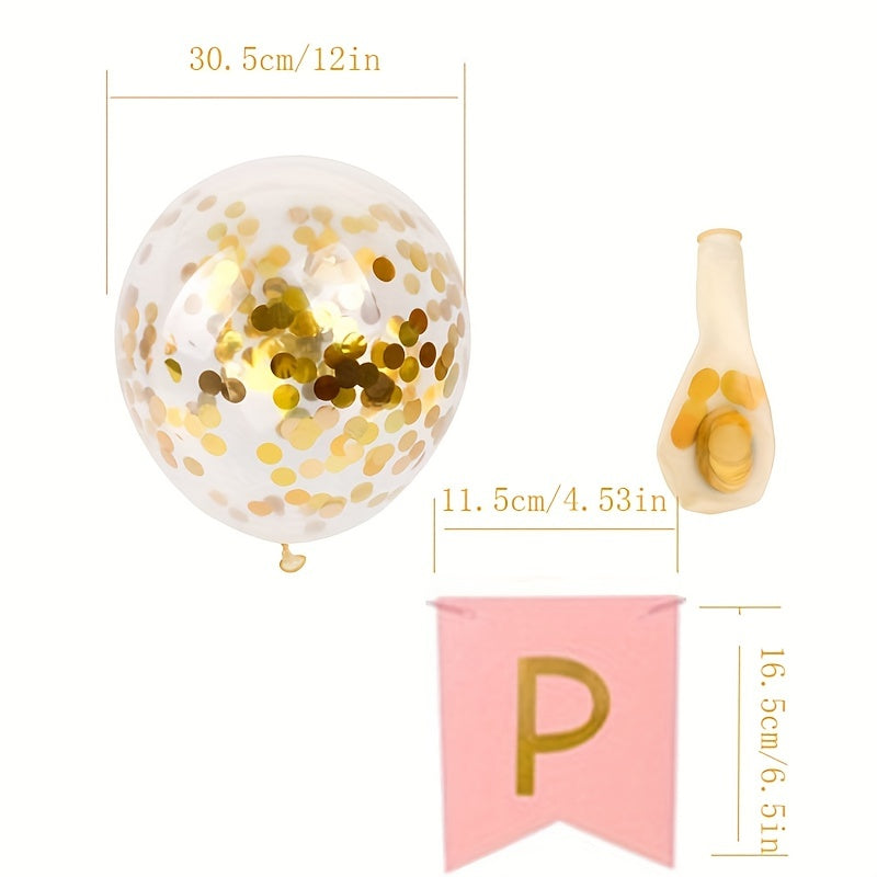 Happy Birthday Bronzing Pull Flag Sequin Balloon Set