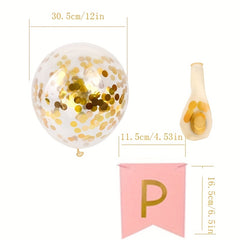 Happy Birthday Bronzing Pull Flag Sequin Balloon Set