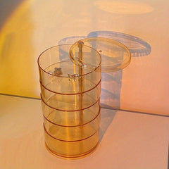 Rotary Table Top Jewelry Storage Box Transparent Dust Prevention Cosmetic Rack