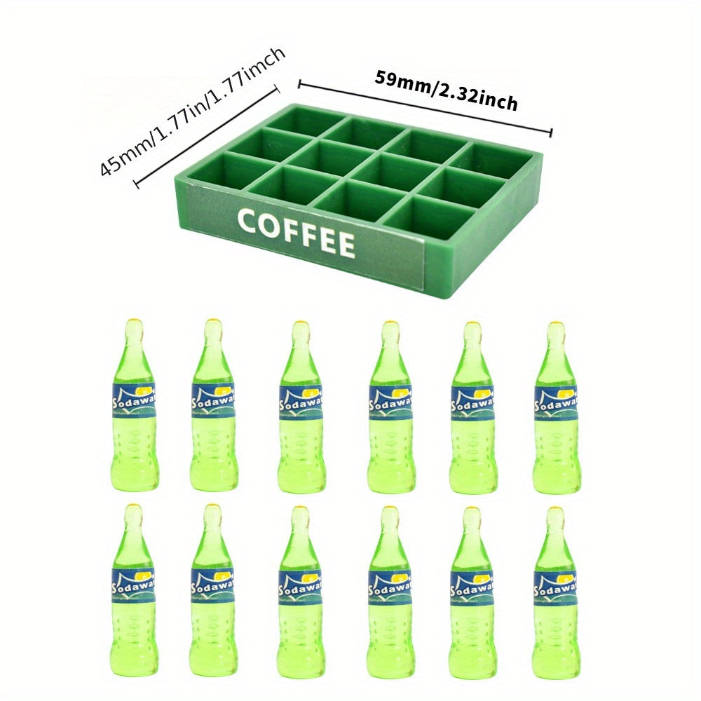 14pcs Mini Soft Drink Baskets Realistic Beverage Models Set