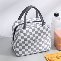 Checkerboard Insulated Lunch Bag - Reusable Aluminum Foil Lunch Box