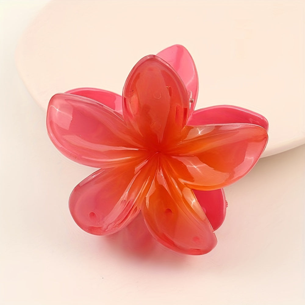 Frangipani Shaped Hair Claw Nonslip Ponytail Holder for Women Girls