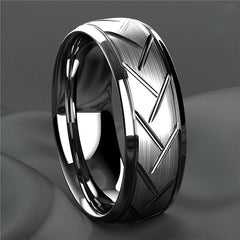 8MM High Titanium Steel Ring Men's Stainless Steel Wire Groove Tire Ring