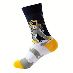 5 Pairs Cartoon Print Socks Soft Women's Mid Tube Stockings