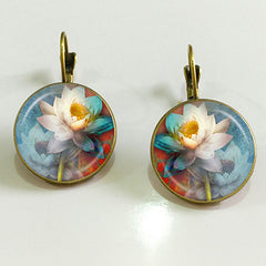 Ethnic Style Time Gemstone Earrings Lotus Violet Pattern Vintage Style Earrings