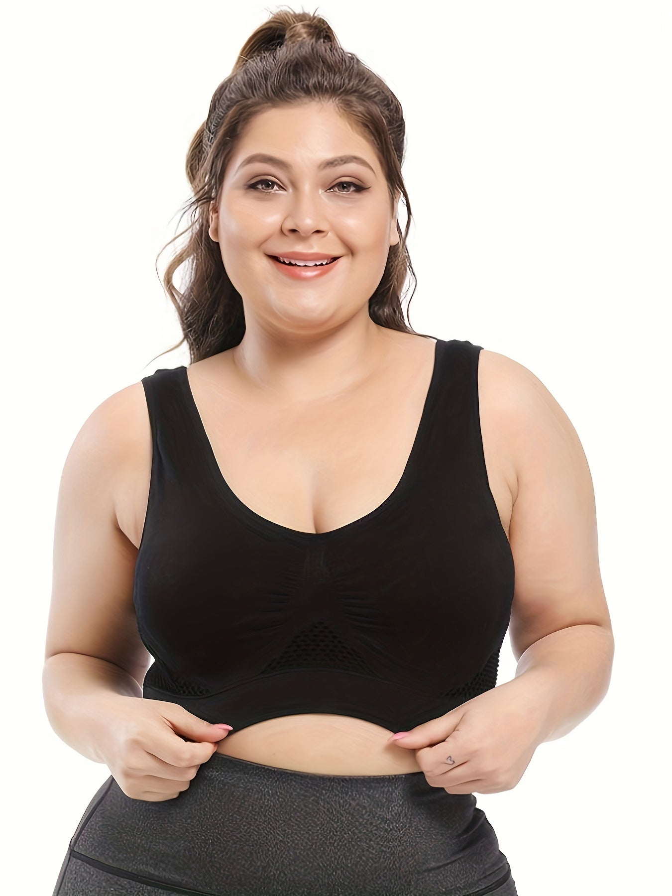  Sports Bra Women's Plus Hollow Mesh Fitness Gym Bra