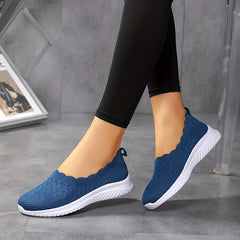 Women's Knit Flat Shoes Comfy Slip On Anti skid Casual Walking Shoes